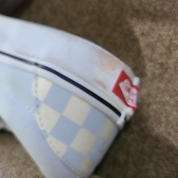 Vans slip on canvas shoes.  Light blue checkerboard Wonen's size 7 - Picture 10 of 13